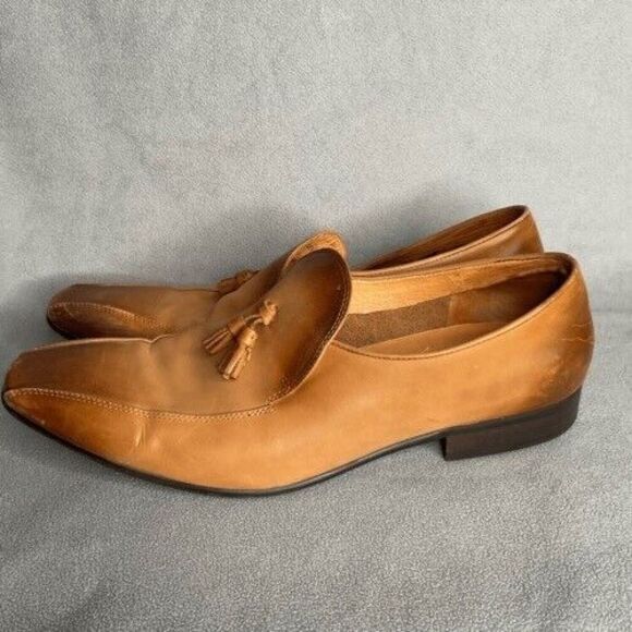 Garrucci Leather‎ Patina Burnished Penny Loafers Dress Shoes Men Size 10 Brown main image 4